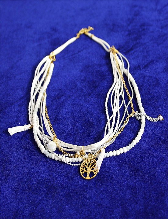 Hayat Ağacı Beyaz Kolye