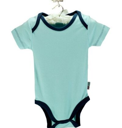 Baby Center Yarım Kollu Lacivert Kenarlı Mavi Badi