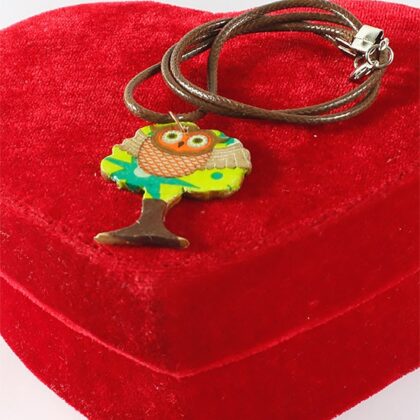 Tasarım Ahşap Baykuşlu Ağaç Kolye