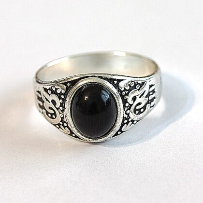 Gümüş Kaplama Erkek Yüzüğü Siyah Taşlı
