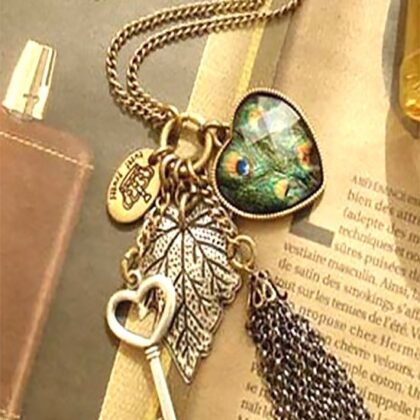 Anahtarlı Kalpli Uzun Kolye