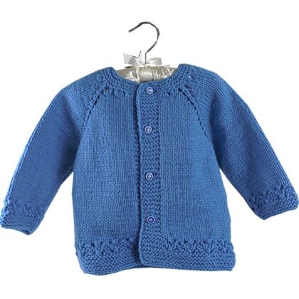 Bebek Hırkası Mavi Renk Nazar Boncuk Düğmeli