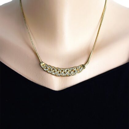 Chanel Model Yılan Zincirli Kristal Taşlı Kolye