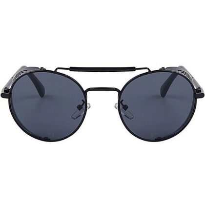 Gothic Model Siyah Çerçeveli Siyah Camlı Metal Kenar Katlanır Model Unisex Güneş Gözlüğü