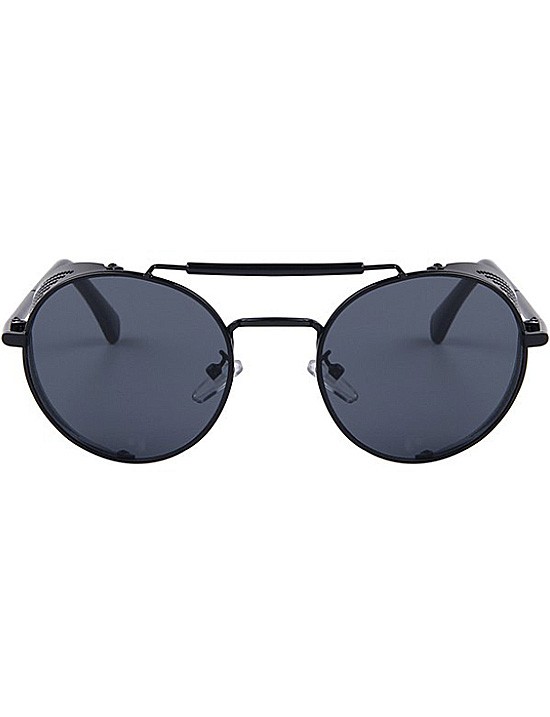 Gothic Model Siyah Çerçeveli Siyah Camlı Metal Kenar Katlanır Model Unisex Güneş Gözlüğü