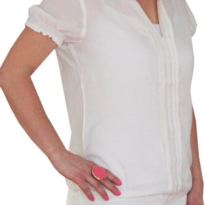 Beyaz Büzgülü Bluz Zero