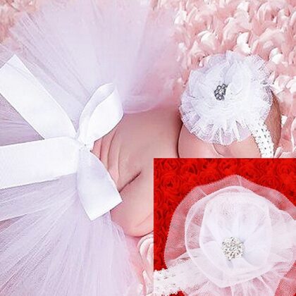 Bebek Tütü Takımı Beyaz Etekli Saç Bandı