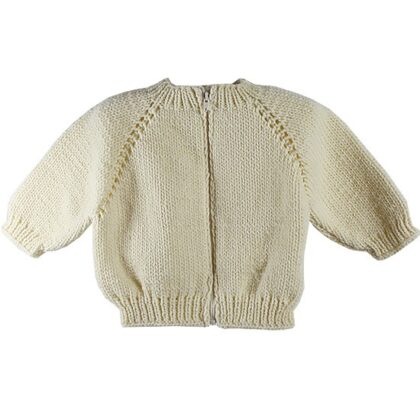 Bebek Hırkası Krem Rengi Dar Yakalı Fermuarlı