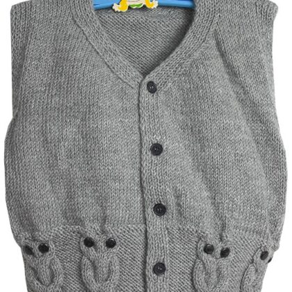 Çocuk Yeleği Gri Renk Baykuş Motifli