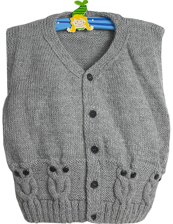 Çocuk Yeleği Gri Renk Baykuş Motifli