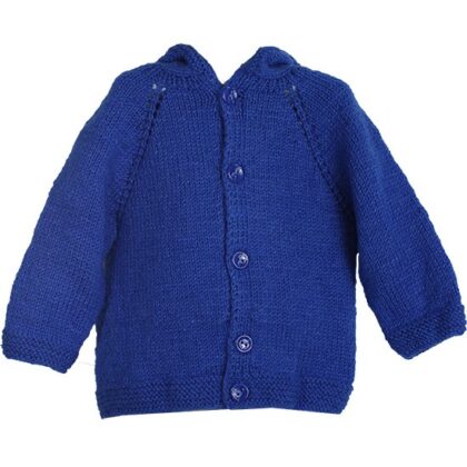 Bebek Hırkası Mavi Renk Kapüşonlu