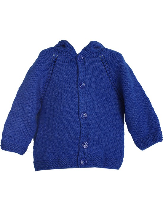 Bebek Hırkası Mavi Renk Kapüşonlu