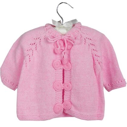 Bebek Hırkası Pembe Renk Özel Tasarım Düğmeli