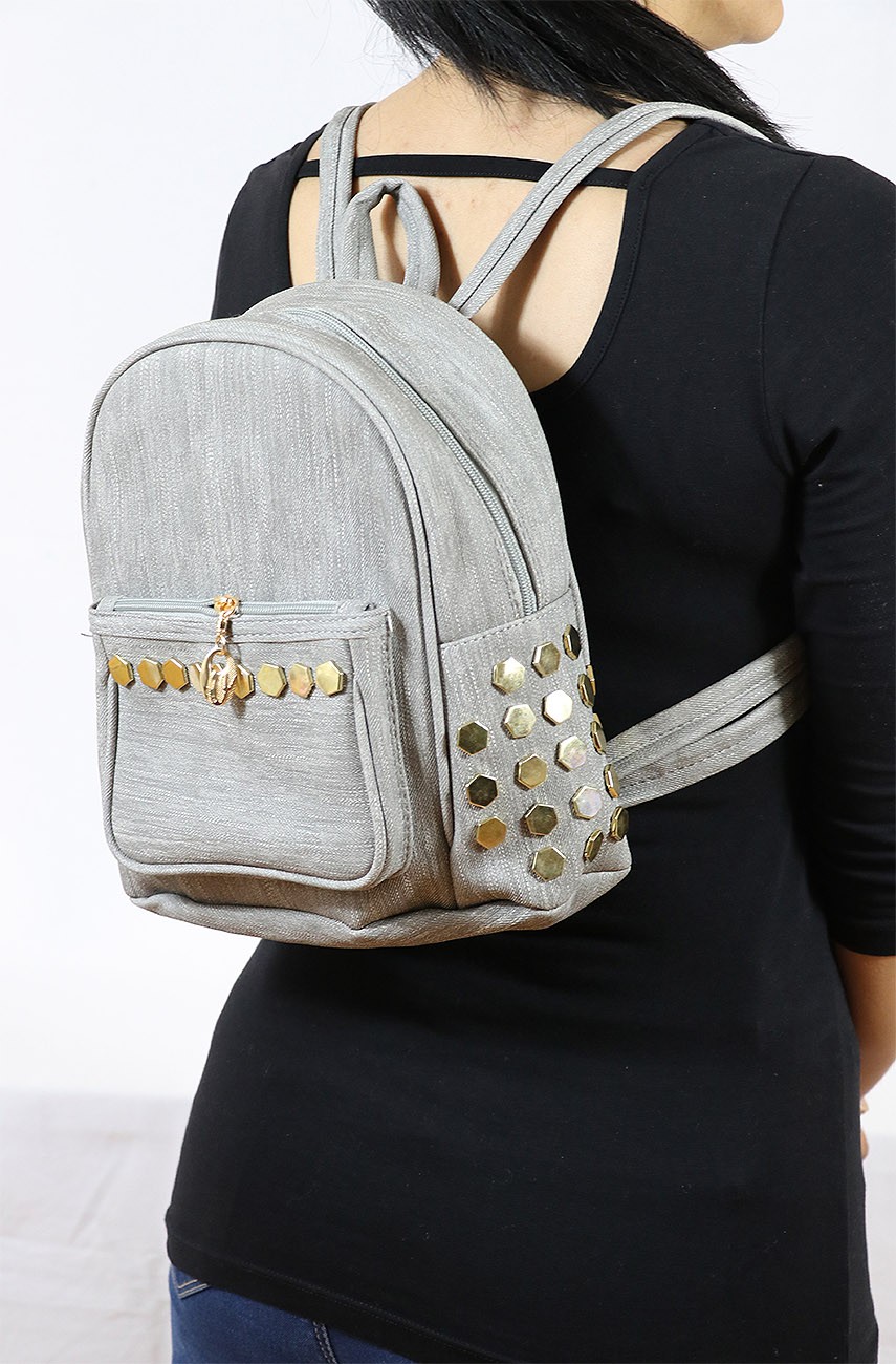 Zımbalı Mavi Renk Sırt Çantası