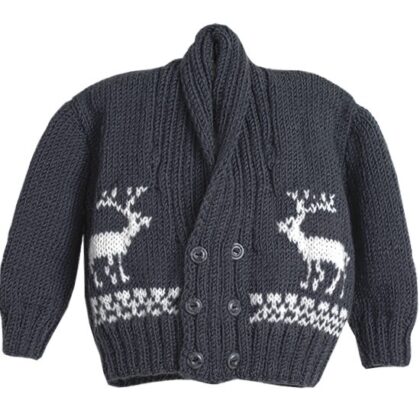 Bebek Hırkası Gri Renk Geyik Figürlü