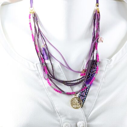 Hayat Ağacı Mor Kolye