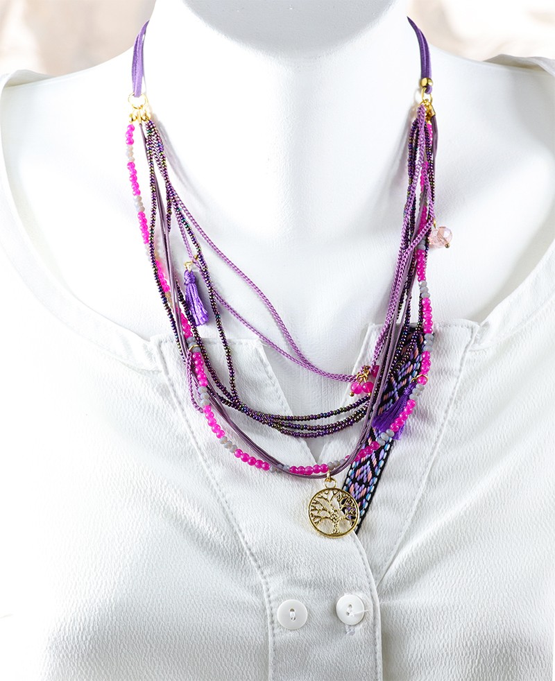 Hayat Ağacı Mor Kolye