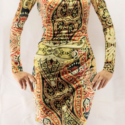 Mango Şal Desenli Penye Elbise