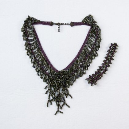 Özel Tasarım Boru Boncuklu Örme Gerdanlık Modeli Kolye Takım