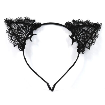Dantelli Kedi Kulaklı Siyah Taç