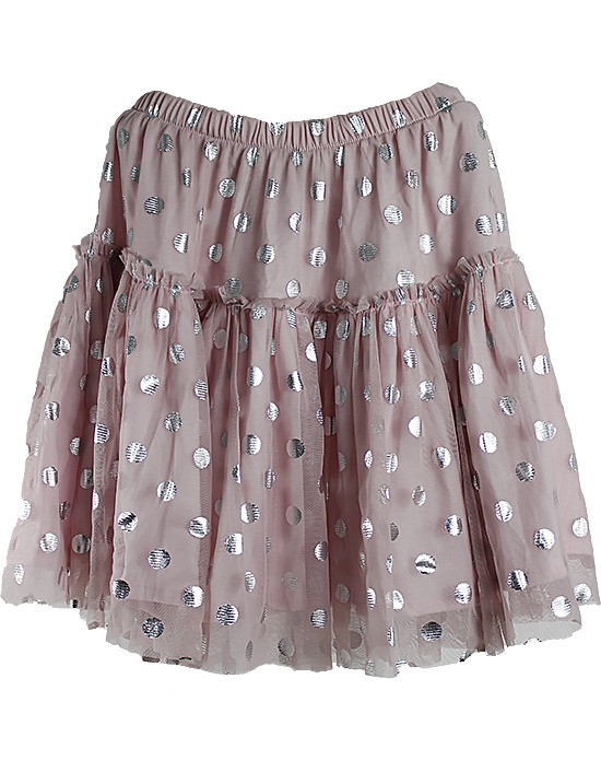 Zara Kids Pembe Simli Puantiyeli Çocuk Eteği