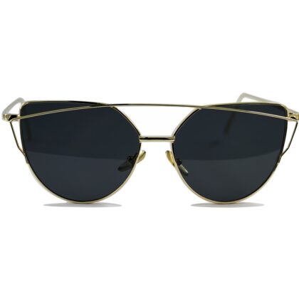 Gothic Steampunk Metal Cat Model Siyah Camlı Gold Renk Çerçeveli Güneş Gözlüğü