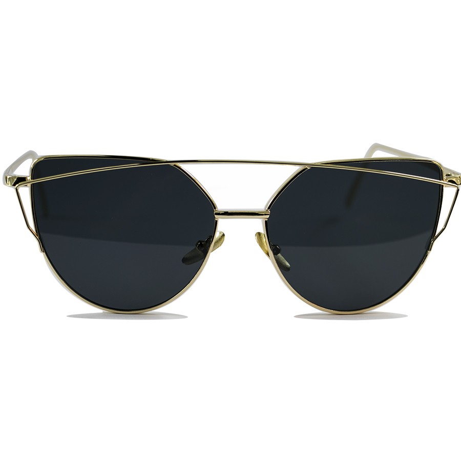 Gothic Steampunk Metal Cat Model Siyah Camlı Gold Renk Çerçeveli Güneş Gözlüğü