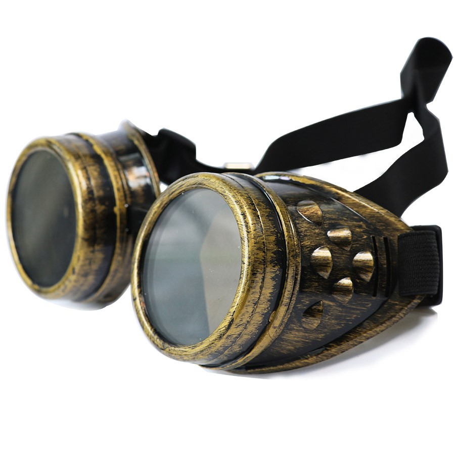 Gothic Steampunk Motorcu Model Siyah Camlı Antik Sarı Unisex Güneş Gözlüğü