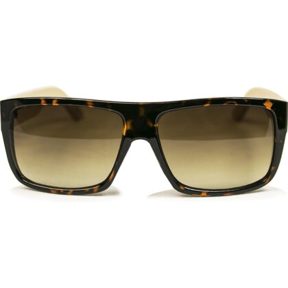 Fashion Moon Bambu Saplı Kahverengi Leopar Desenli Dikdörtgen Çerçeve Güneş Gözlüğü