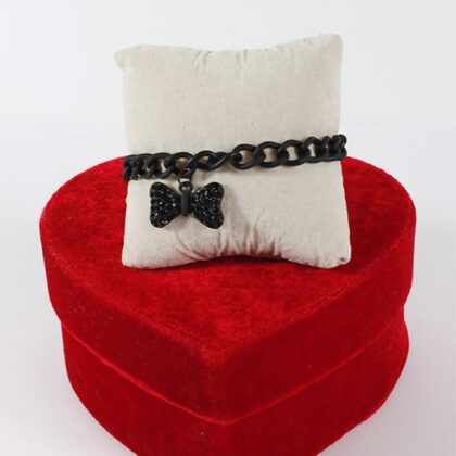 Siyah Zincirli Fiyonklu Bileklik