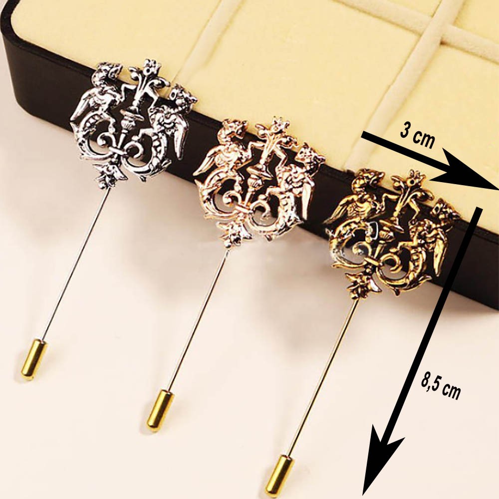 FashionMoon Kanatlı Çiftli Kanatlı Aslan Yaka Broşu - Görsel 2