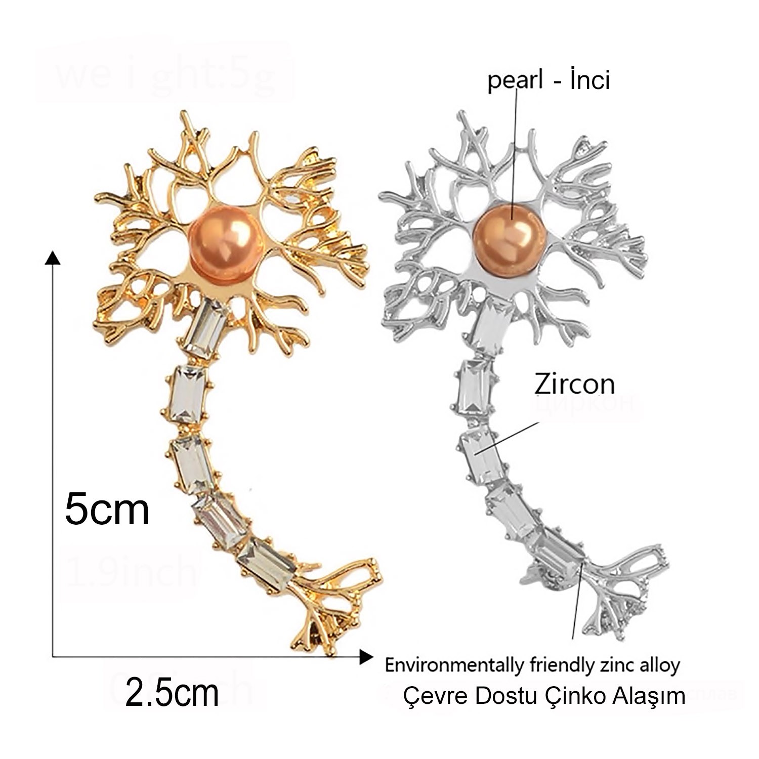 FashionMoon Tıbbi Takı Neuron Sinir Hücresi Modellemeli Broş - Görsel 2