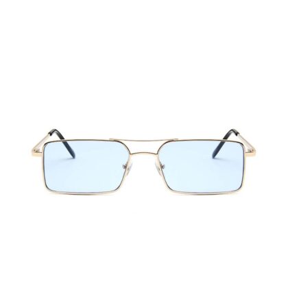 Fashion Moon Vintege Retro Küçük Dikdörtgen Çerçeveli Trendy Mavi Camlı  Güneş Gözlüğü