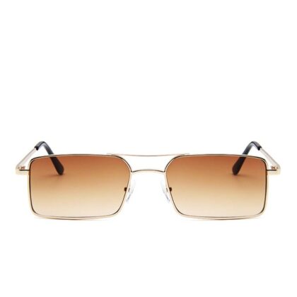 Fashion Moon Vintege Retro Küçük Dikdörtgen Çerçeveli Trendy Değrade Kahverengi Camlı Güneş Gözlüğü