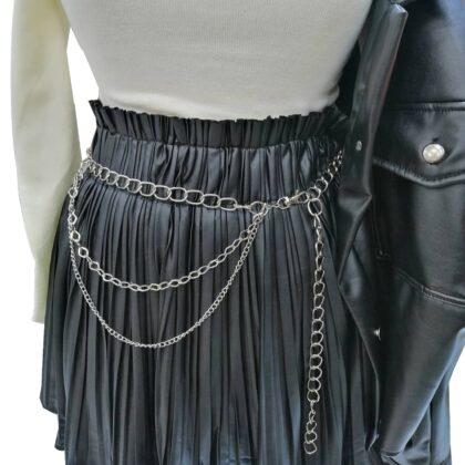 Punk Model Egirle Boy Silver Renk Zincirli Kemer