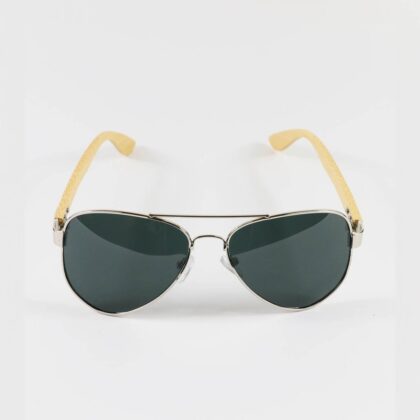 Fashion Moon Bambu Saplı Pilot Model Metal Çerçeveli Siyah Camlı Güneş Gözlüğü