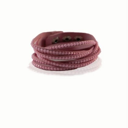 Deri Pembe Uzun Bileklik