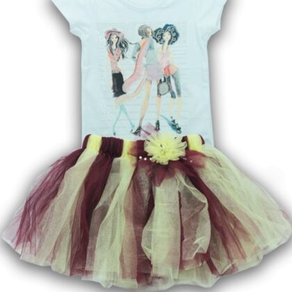 Sarı Bordo Renk Çocuk Tütü Takımı