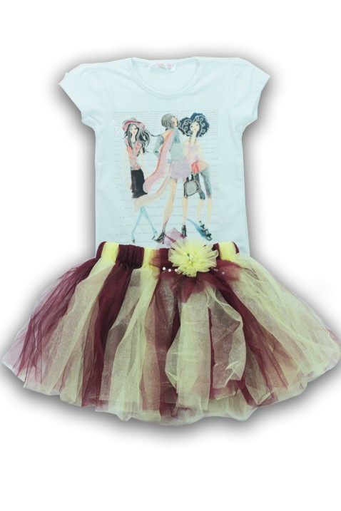 Sarı Bordo Renk Çocuk Tütü Takımı