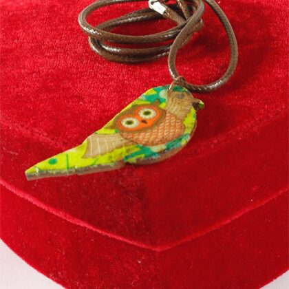 Ahşap Wise Kuş Kolye