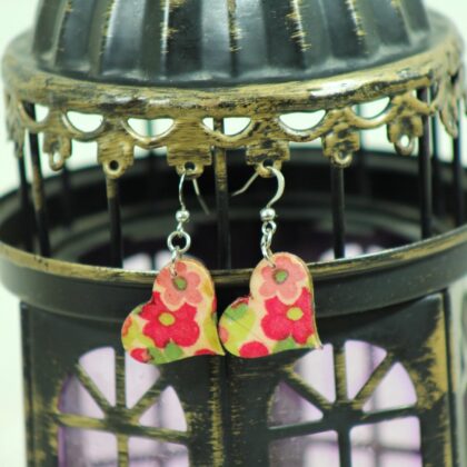 Ahşap Tasarım Kalp Küpe