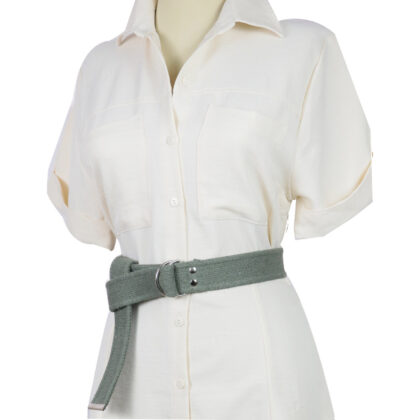 Yeşil Palaska Silver Renk Çift D Şeklinde Tokalı Erkek Kadın Genç Kemer