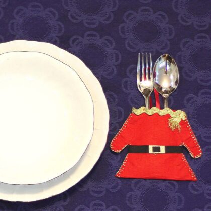 El Yapımı Noel Anne Keçeden Sutaşlı Elbise Yılbaşı Süsü