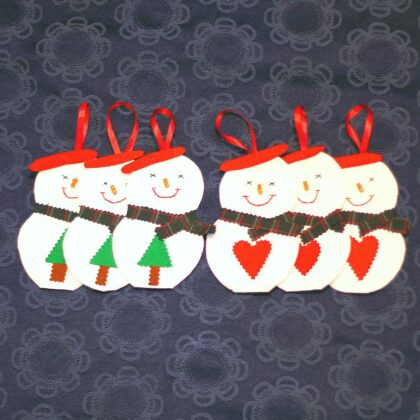 El Yapımı Keçeden Kardan Adam Yılbaşı Süsü Altılı Set