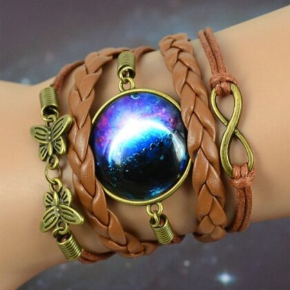 Galaksi Deri Bileklik Beyaz Işıklı