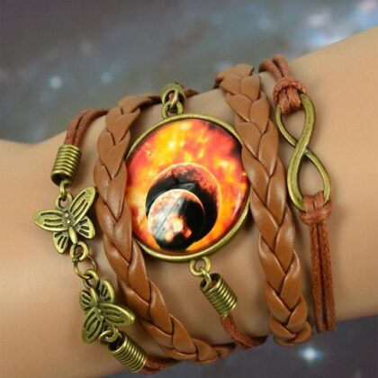 Galaksi Deri Bileklik Çift Kırmızı