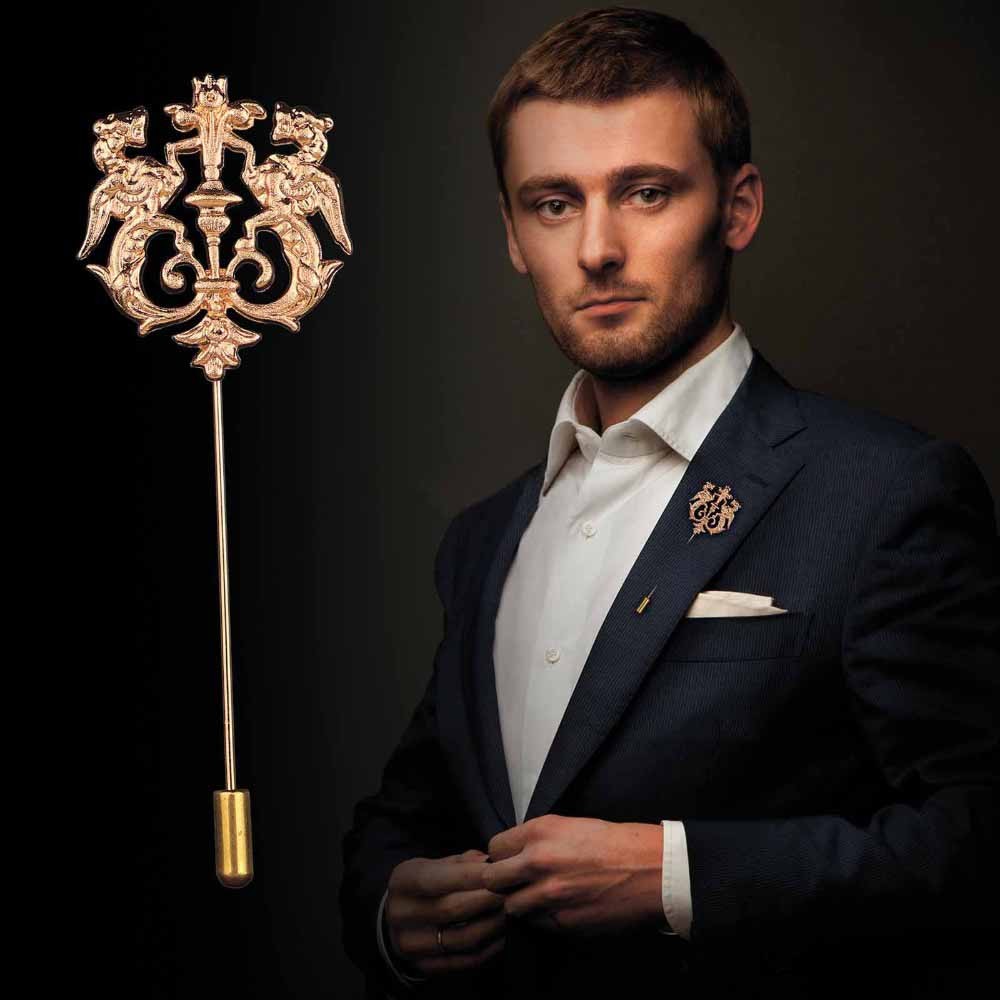 FashionMoon Kanatlı Çiftli Kanatlı Aslan Yaka Broşu - Görsel 3